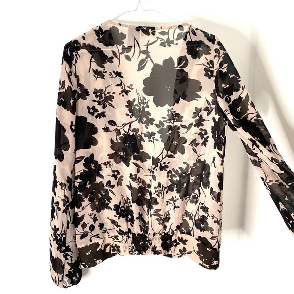 Nicole Miller Beaded Plunging Neck Floral Blouse - Picture 7 of 9